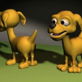 Modelo 3d de personaje de perro feliz de dibujos animados