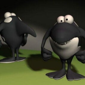 Personaje de dibujos animados de orca modelo 3d