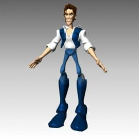 Cartoon Man lange benen karakter 3D-model
