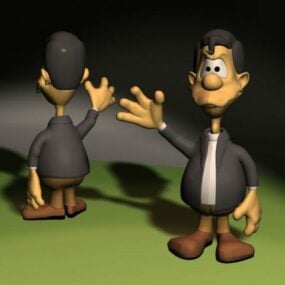 Hombre de dibujos animados en traje personaje modelo 3d