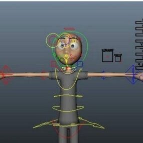 Karikatura člověka Rigged 3D model postavy