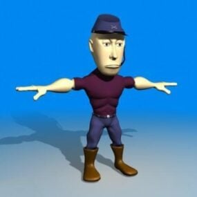 Homem de desenho animado com personagem de chapéu Modelo 3D