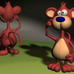 漫画の猿のキャラクター 3D モデル