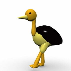 Animal d'autruche de dessin animé modèle 3D