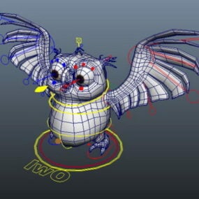 Owl Kartun Watak Rigged Model 3d