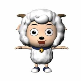 3D модель персонажа мультяшной овцы