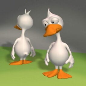 Modelo 3d de personagem de pato branco de desenho animado