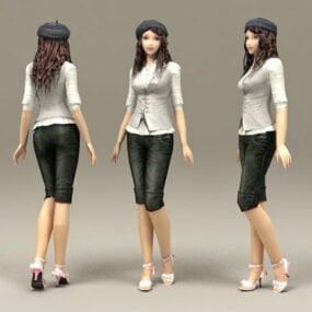 Casual Asian Girl 3d model