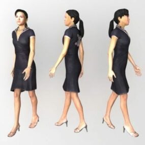 Femme asiatique décontractée modèle 3D