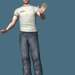 立っているカジュアルな男＆ Rigged 3dモデル