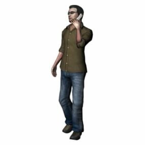 Character Casual Man Talking On Phone 3d model