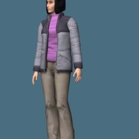 Casual Woman In Jacket Rigged 3d model