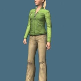 Casual Woman Standing & Rigged 3d model