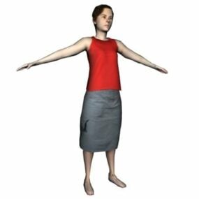 Caucasian Middle Aged Woman Character Standing 3d model