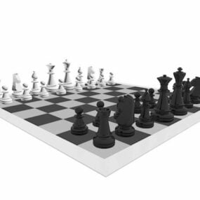 بازی شطرنج تخته شطرنج چوبی مدل سه بعدی