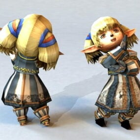 Modelo 3D da garota elfa Chibi