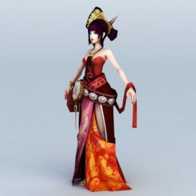 Modelo 3d de bailarina china de anime