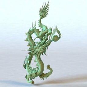 Estatua de bronce del dragón chino modelo 3d