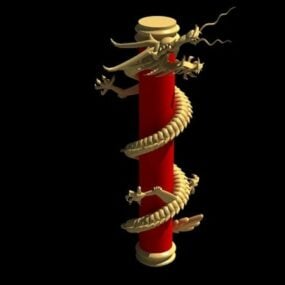 Modello 3d della colonna dei pilastri del drago cinese