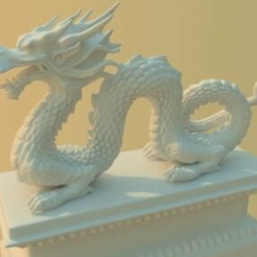 3D-Modell einer chinesischen Drachenstatue aus Stein