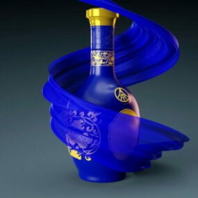 نموذج زجاجة الخمور الصينية ثلاثية الأبعاد
