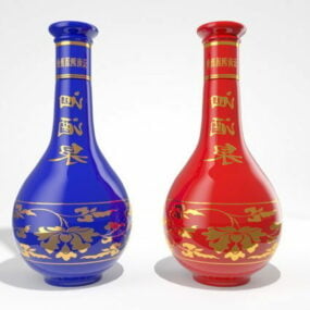 Κινεζικά μπουκάλια ποτών τρισδιάστατο μοντέλο
