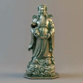 مجسمه برنزی بودایی چینی لوکسینگ مدل سه بعدی