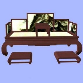 Chinese Ancient Ming Style Furniture Bed 3d model