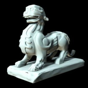 Model 3D chińskiej kamiennej statuy Qilin