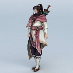 مدل سه بعدی شخصیت شمشیر زن چینی
