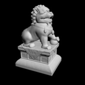 中国寺院のライオン 3D モデル