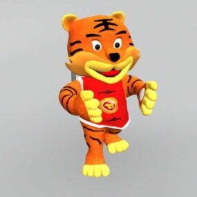 Modelo 3d de dibujos animados de tigre chino