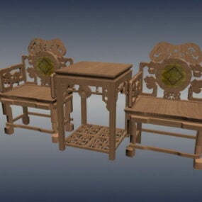 3д модель китайской антикварной деревянной мебели для дивана