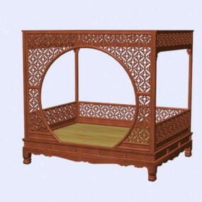 3д модель китайской антикварной классической мебели-кровати