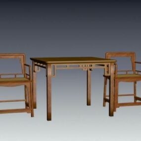 3d модель китайських дерев'яних класичних обідніх меблів