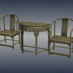 Čínské starožitné sady stolních židlí 3D model