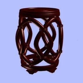 Chinese Wooden Round Stool 3d model