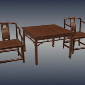 Čínský starověký čajový stůl židle 3D model