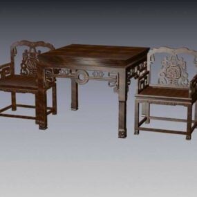 Chinese Ancient Wooden Carved Chair 3d model