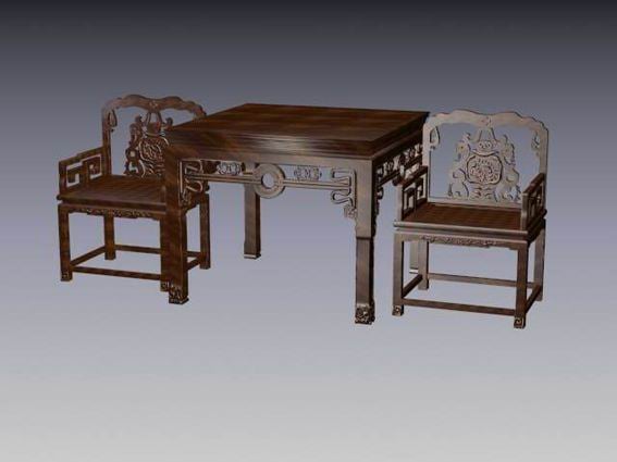 중국 고대 나무 조각 의자
