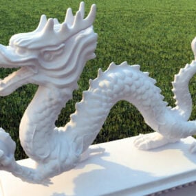 مجسمه اژدهای سنگی چینی مدل سه بعدی