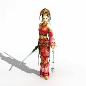 Model 3D chińskiej kobiety-szermierza