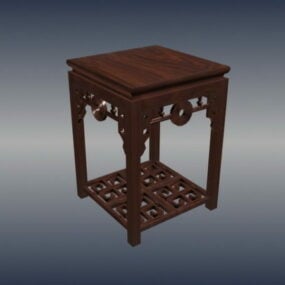 Čínský klasický nábytek Starožitná čtvercová stolička 3D model