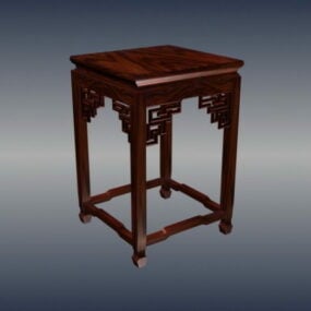 Čínský klasický nábytek vyřezávaná čtvercová stolička 3D model