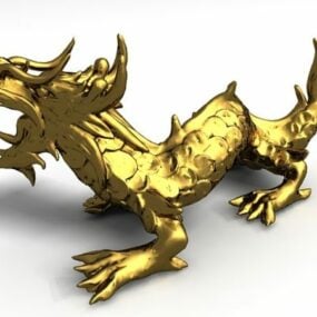Κινεζικό χρυσό άγαλμα δράκου τρισδιάστατο μοντέλο