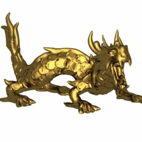 3д модель статуи китайского золотого дракона