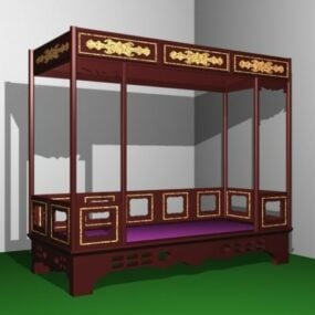 3D-Modell von Bettmöbeln im chinesischen Stil