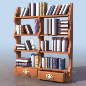 3д модель деревянной книжной полки Чиппендейл