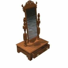 مرآة تزيين خشبية من تشيبيندال موديل ثلاثي الأبعاد