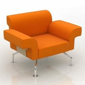 Chrome Steel Legs Upholstered Chair 3d model